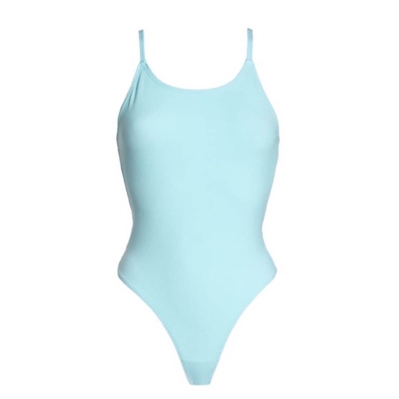 new Honeydew ❤︎ Evie Rib Spaghetti Strap Deep Scoop Back Thong Bodysuit ❤︎ Mist - Picture 7 of 16